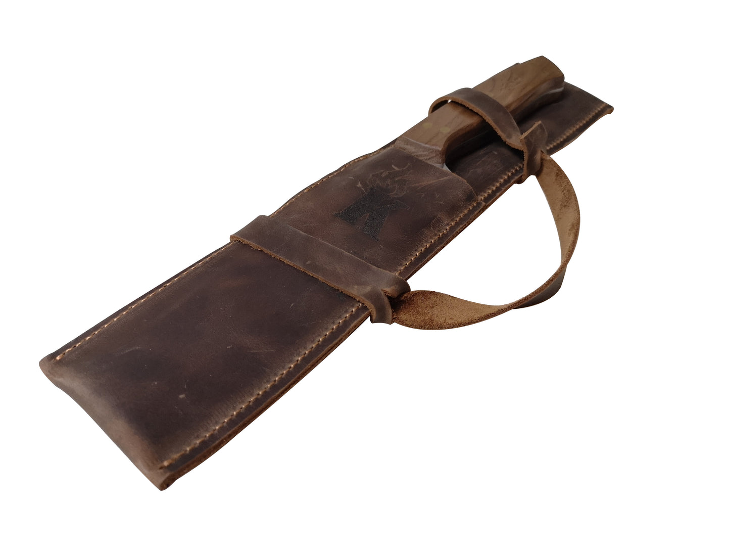 Set Tenedor + Cuchillo Parrillero con estuche de cuero rústico