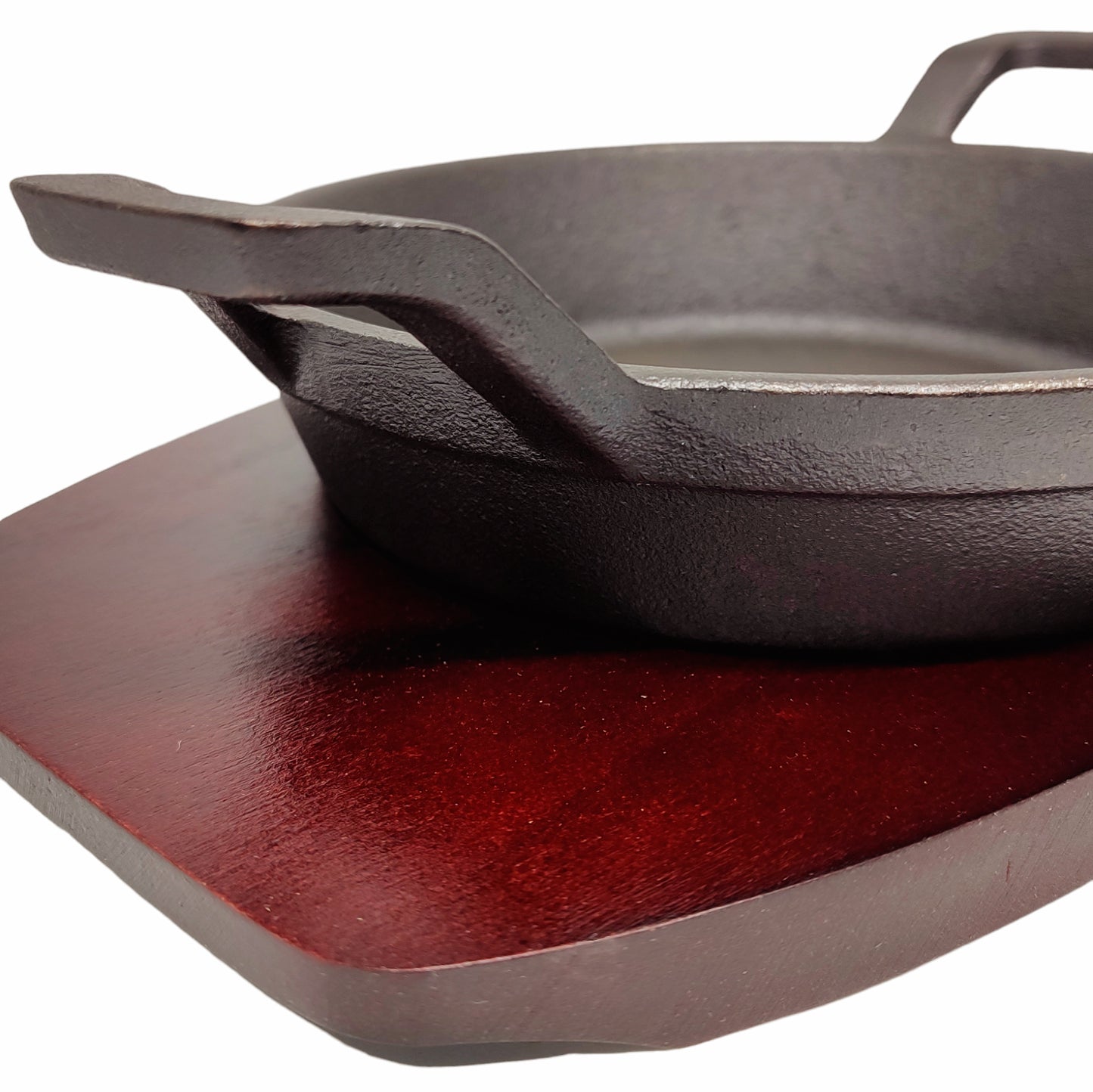 Paila de Hierro Fundido 18 cm con Base de Madera