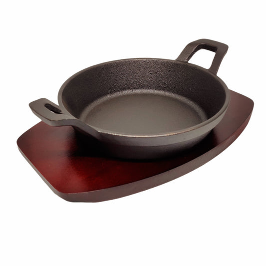 Paila de Hierro Fundido 18 cm con Base de Madera